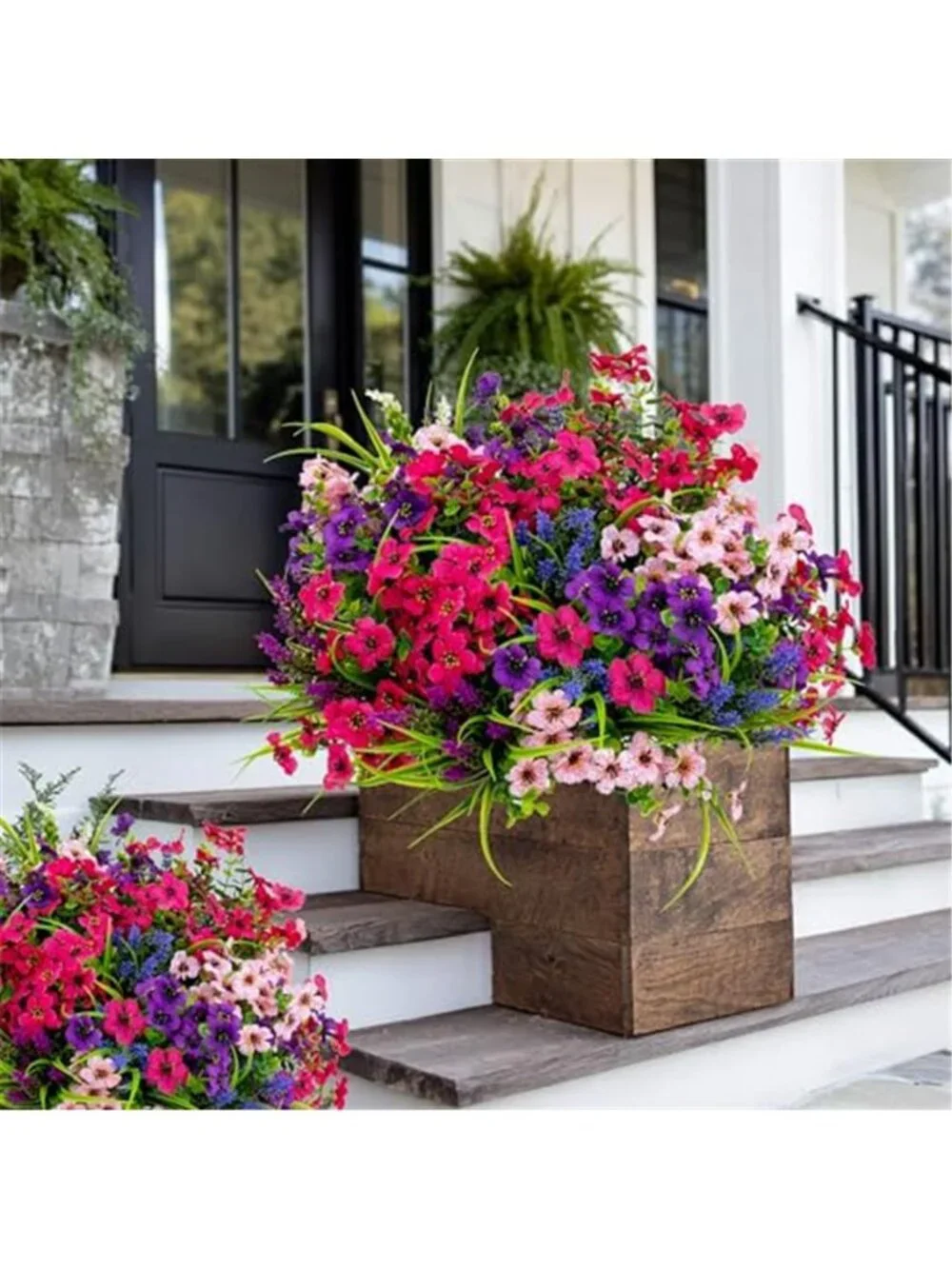 Artificial Outdoor Flowers UV Resistant Faux Plants Porch Garden Decor 16PCS